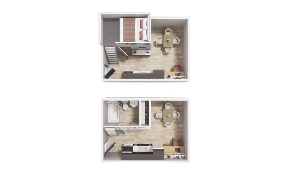 Loft - A1 - Maude - Studio floorplan layout with 1 bathroom and 354 - 473 square feet
