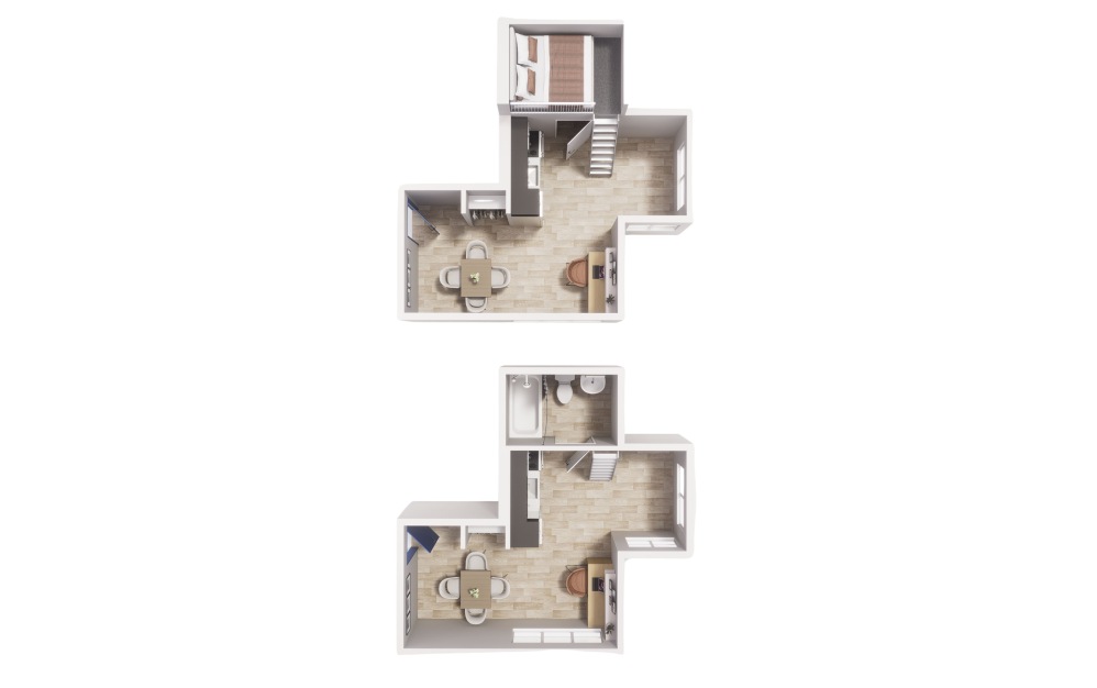 Loft - A2 - Maude - Studio floorplan layout with 1 bathroom and 397 square feet