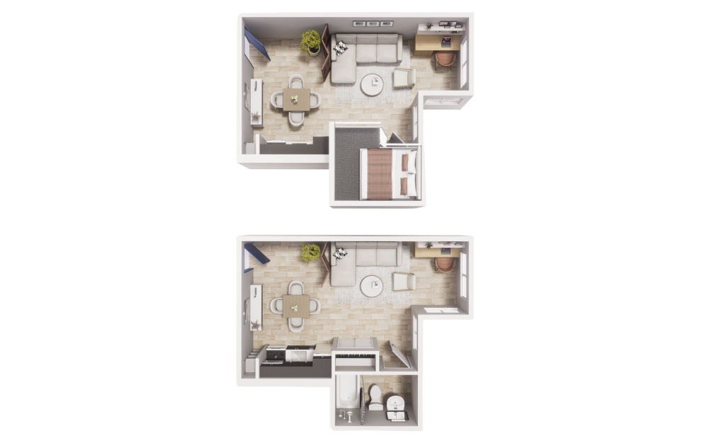 Loft - A4 - Maude - Studio floorplan layout with 1 bathroom and 452 square feet