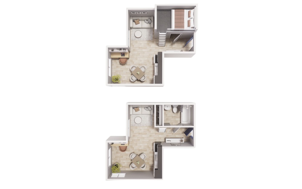 Loft - A5 - Maude - Studio floorplan layout with 1 bathroom and 434 square feet