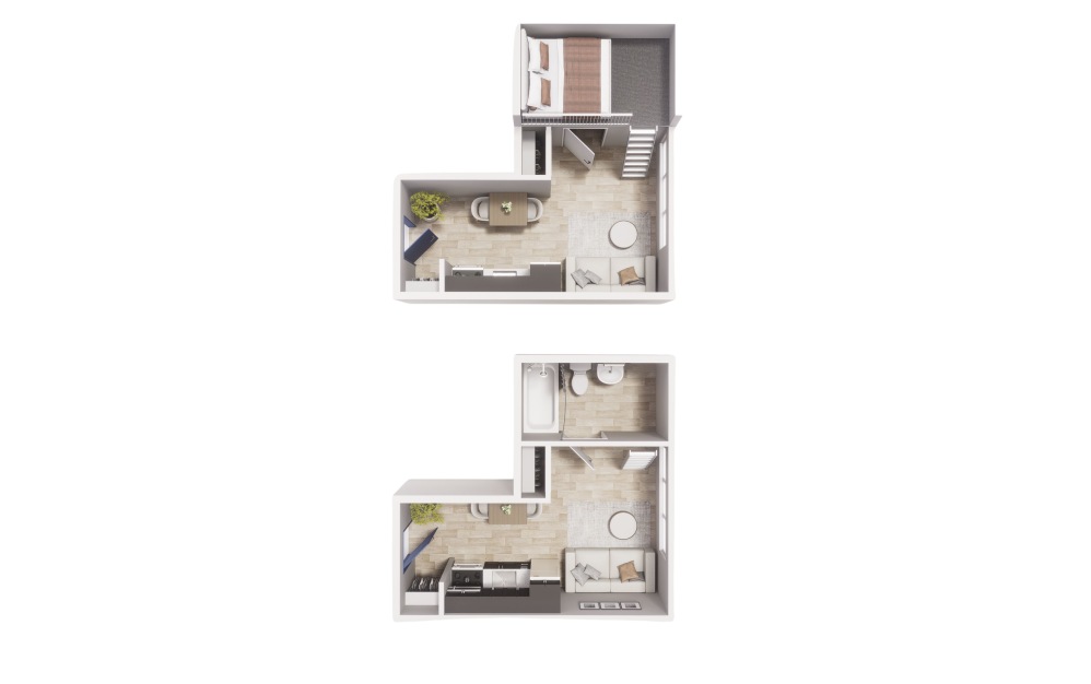 Loft - A6 - Maude - Studio floorplan layout with 1 bathroom and 314 square feet