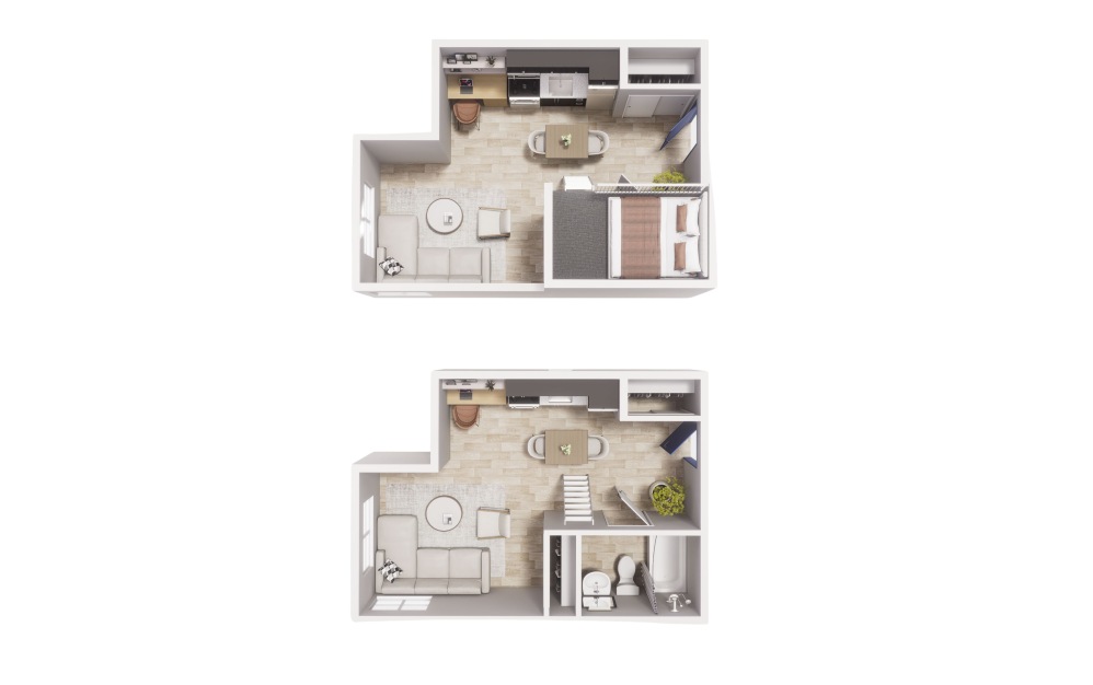 Loft - A7 - Maude - Studio floorplan layout with 1 bathroom and 439 square feet