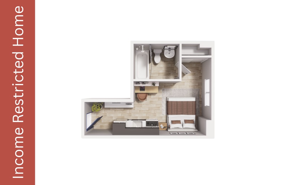 Studio - S4 - IZ - Maude - Studio floorplan layout with 1 bathroom and 259 square feet