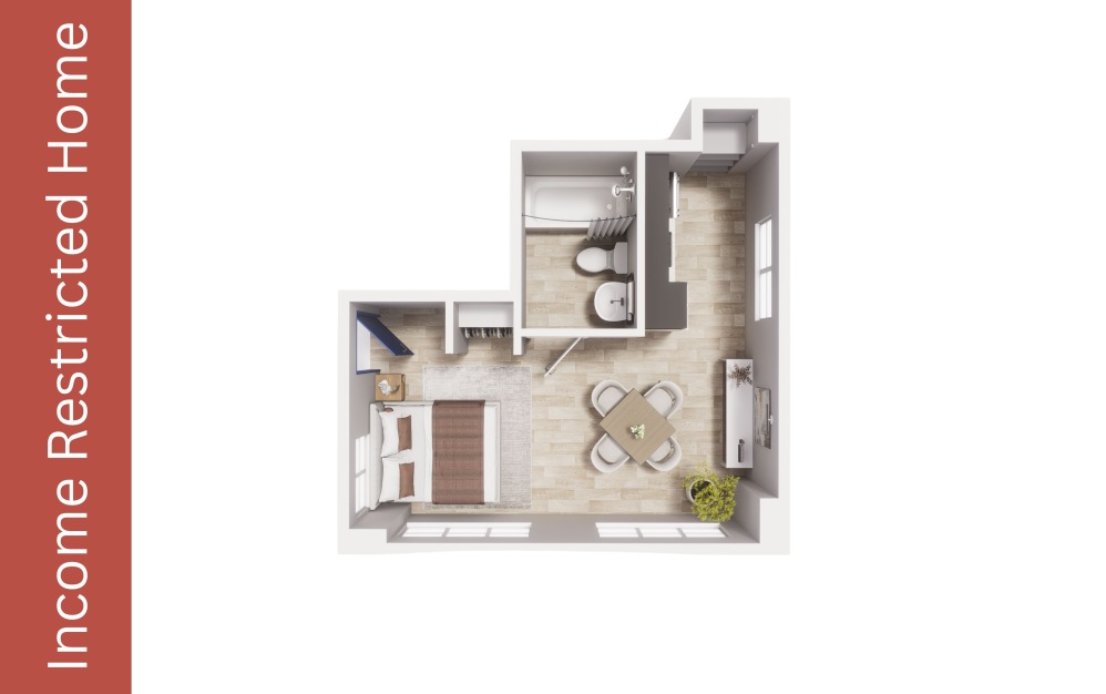 Studio - S5 - MFTE - Maude - Studio floorplan layout with 1 bathroom and 257 - 269 square feet