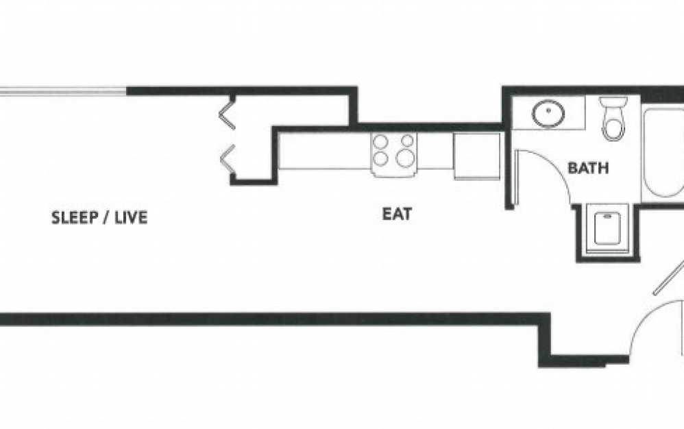 Studio - S4 - Theo - Studio floorplan layout with 1 bathroom and 467 - 484 square feet