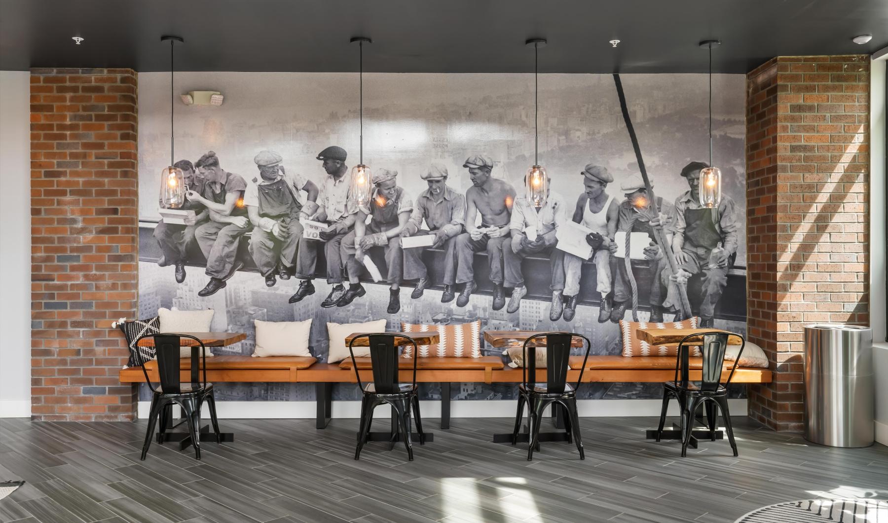 a wall with a painting of soldiers