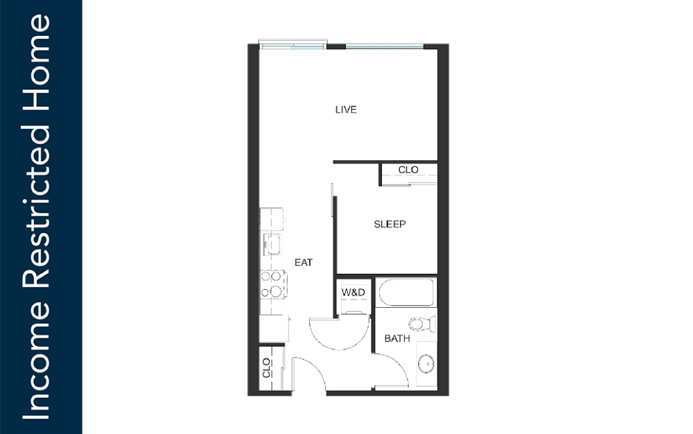 Urban 1 Bedroom - U5 - 75% MFTE - Iron Flats - 1 bedroom floorplan layout with 1 bathroom and 538 square feet